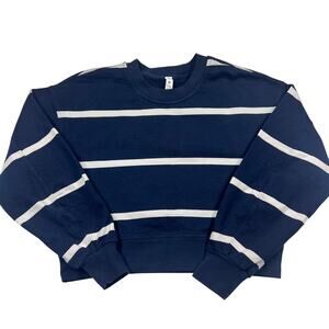 Lululemon Perfectly Oversized Cropped Crew Pullover Striped Navy White Size 4